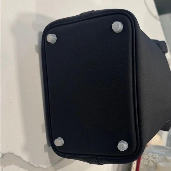 Mini Bucket Black Genuine Leather 18 CM,Picotin style - Picture 4 of 5